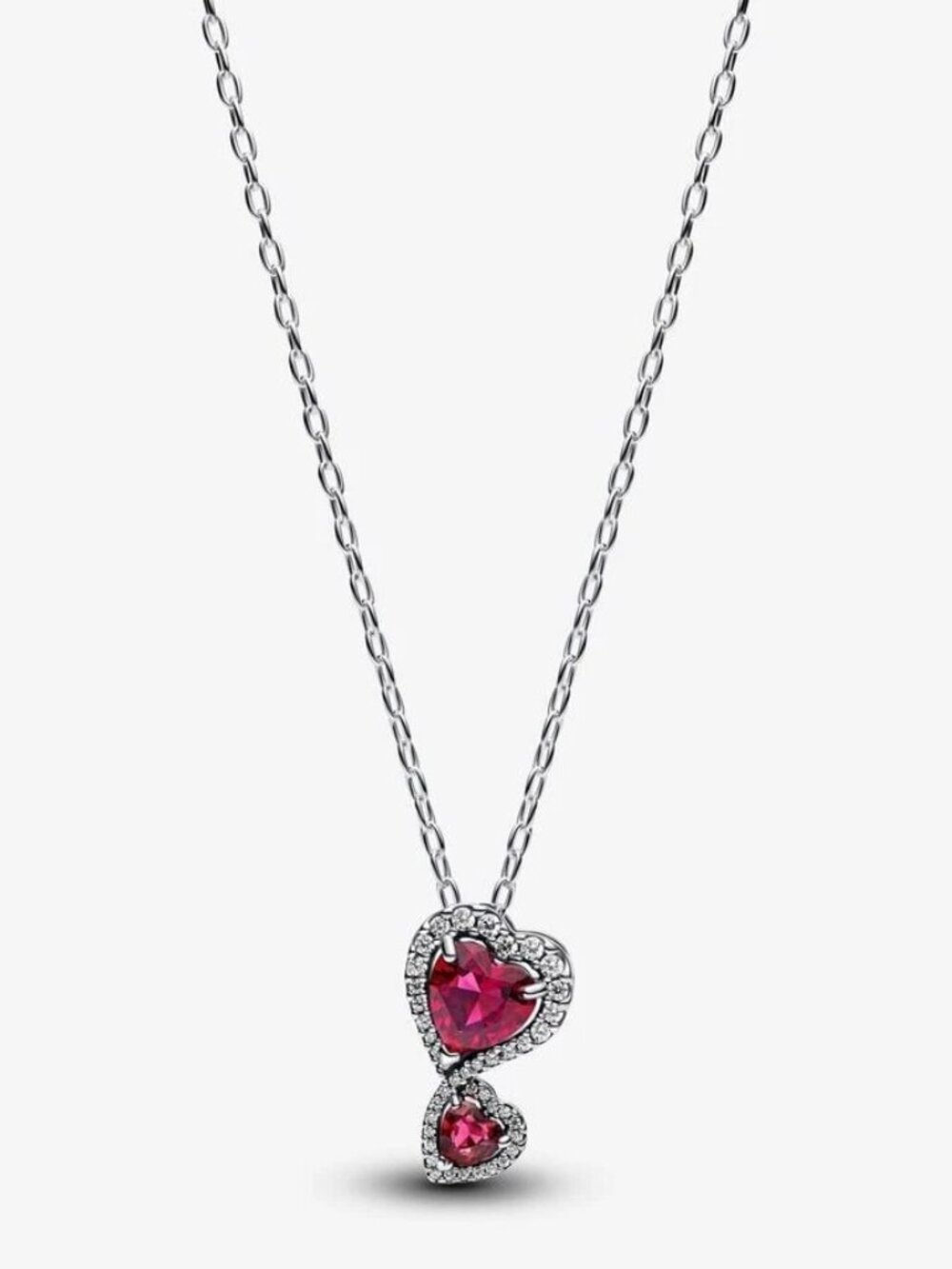 *BRAND NEW* Pandora Timeless Red Crystals Halo Hearts Pendant Necklace 393658C01